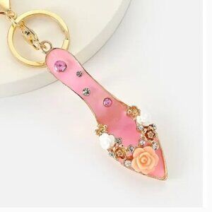 2/$16 New Crystal Sandal Heel Shoe Purse Charm Keychain Gift Pink Barbiecore